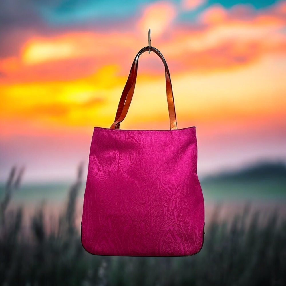 ETRO MILANO Magenta Pink Paisley Jacquard Fabric Tote